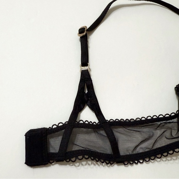 HONEY BIRDETTE RHONA BLACK FLORAL PRINT SHEER MESH PUSHUP BRA - Picture 6 of 13